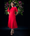 Puffed Sleeves Red Shift Dress
